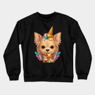 Fawn Long Coat Chihuahua Ice Cream Unicorn Crewneck Sweatshirt